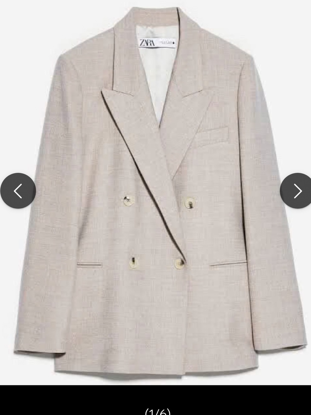 Zara Double-Breasted Beige Blazer